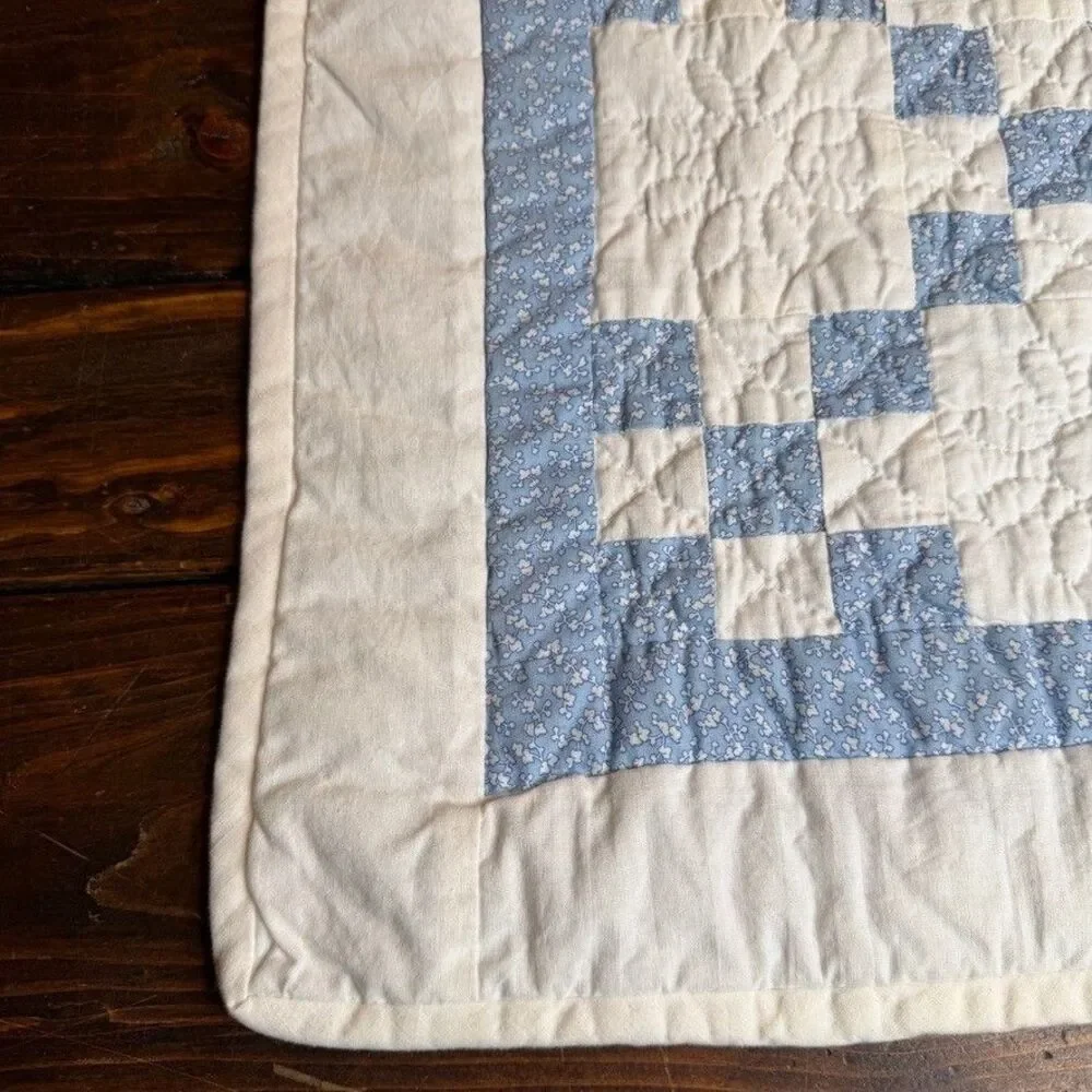 Quilted Irish Chain Baby Blanket Table Centerpiece Floral Ditsy Hand Stitched - Picture 2 of 7